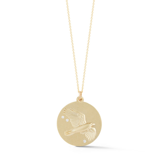 Hawk Solid 10K Gold Charm Chain Necklace with Diamonds